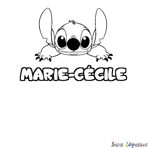 Coloriage prénom MARIE-C&Eacute;CILE - d&eacute;cor Stitch