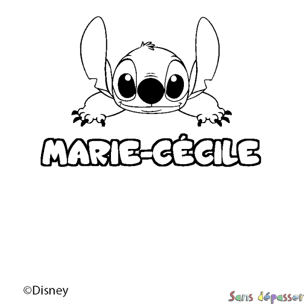 Coloriage pr&eacute;nom MARIE-C&Eacute;CILE - d&eacute;cor Stitch