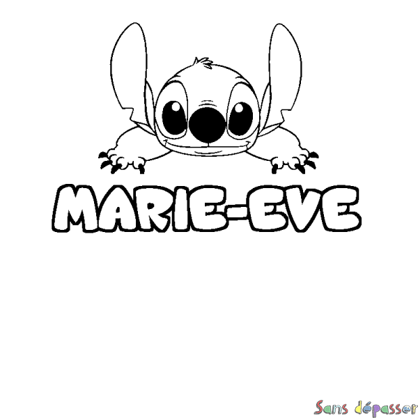 Coloriage prénom MARIE-EVE - d&eacute;cor Stitch
