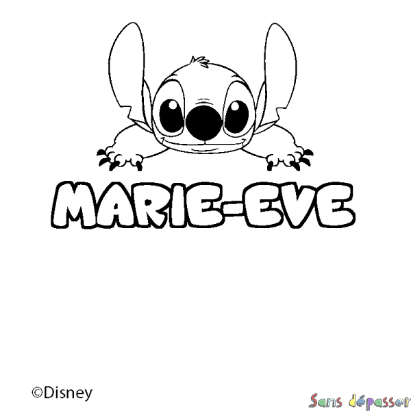 Coloriage pr&eacute;nom MARIE-EVE - d&eacute;cor Stitch