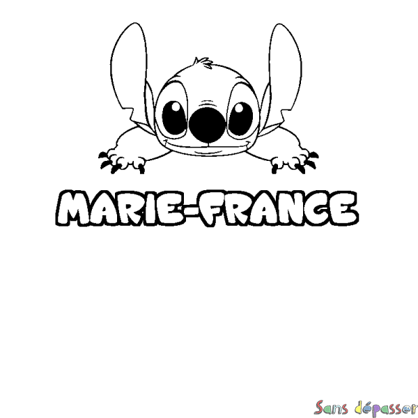 Coloriage prénom MARIE-FRANCE - d&eacute;cor Stitch