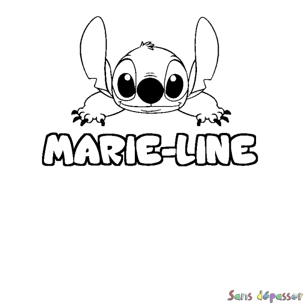 Coloriage prénom MARIE-LINE - d&eacute;cor Stitch