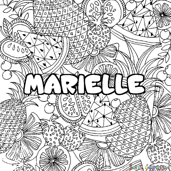 Coloriage prénom MARIELLE - d&eacute;cor Mandala fruits