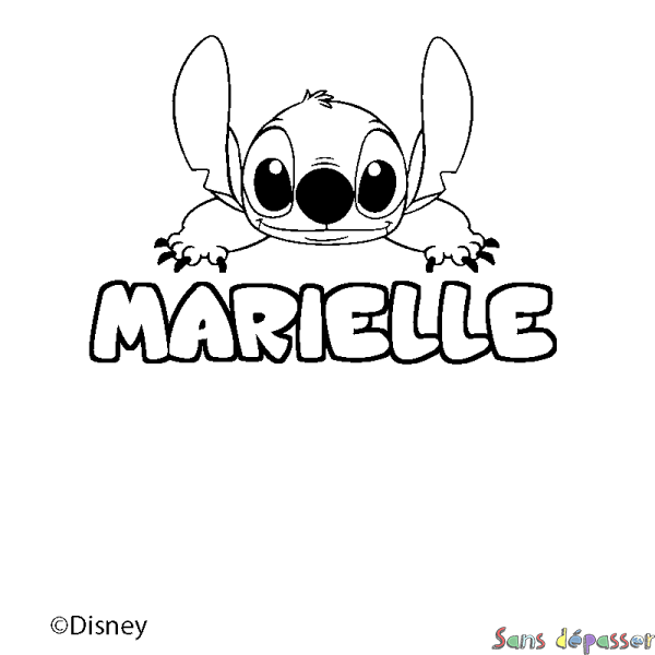 Coloriage pr&eacute;nom MARIELLE - d&eacute;cor Stitch