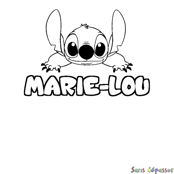 Coloriage prénom MARIE-LOU - d&eacute;cor Stitch
