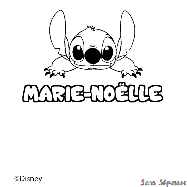 Coloriage pr&eacute;nom MARIE-NO&Euml;LLE - d&eacute;cor Stitch