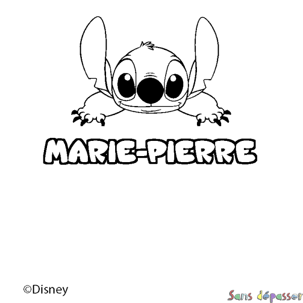 Coloriage pr&eacute;nom MARIE-PIERRE - d&eacute;cor Stitch