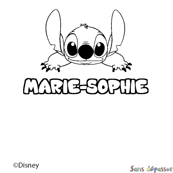 Coloriage pr&eacute;nom MARIE-SOPHIE - d&eacute;cor Stitch
