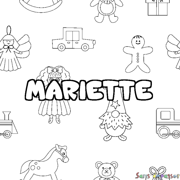 Coloriage prénom MARIETTE - d&eacute;cor Jouets