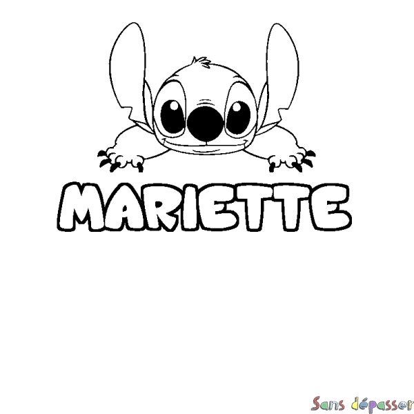 Coloriage prénom MARIETTE - d&eacute;cor Stitch