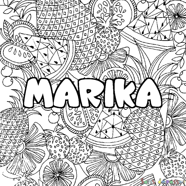 Coloriage prénom MARIKA - d&eacute;cor Mandala fruits