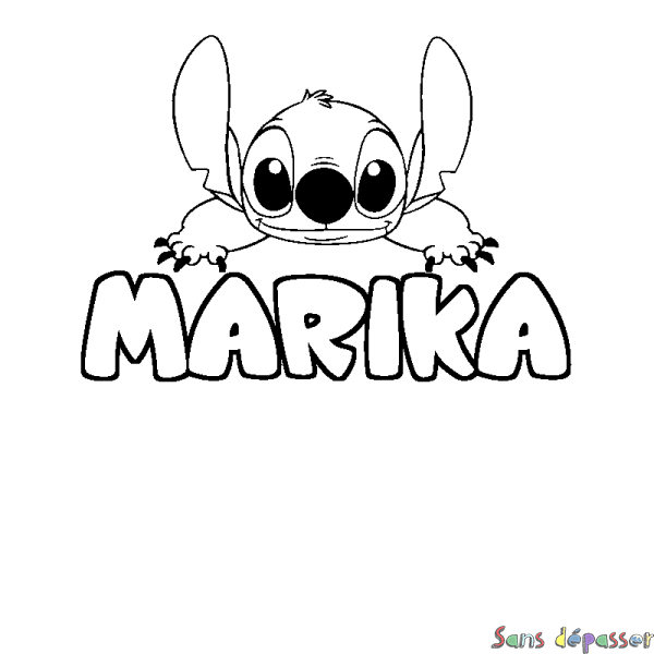 Coloriage prénom MARIKA - d&eacute;cor Stitch