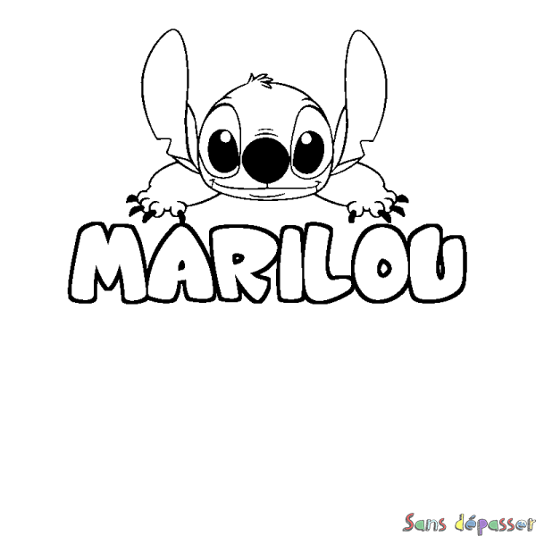 Coloriage prénom MARILOU - d&eacute;cor Stitch
