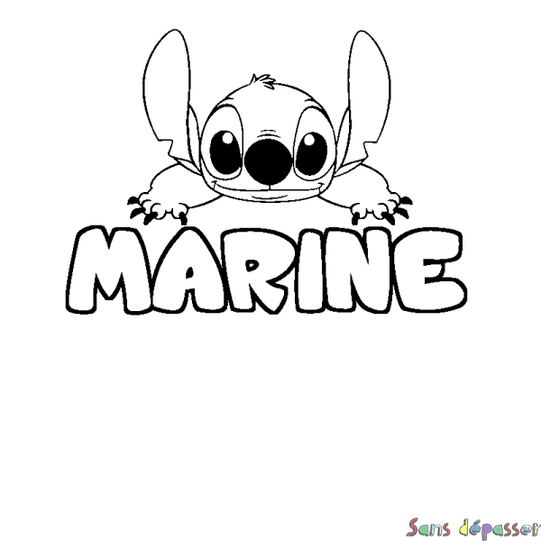 Coloriage prénom MARINE - d&eacute;cor Stitch