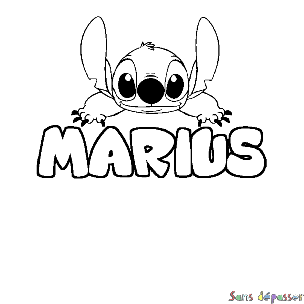 Coloriage prénom MARIUS - d&eacute;cor Stitch