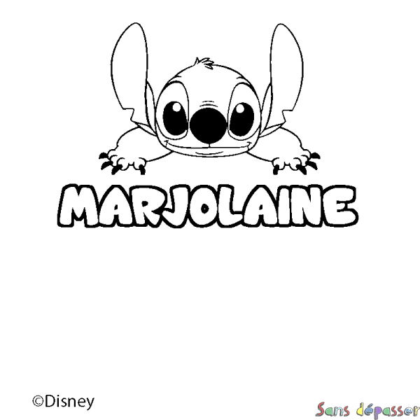 Coloriage pr&eacute;nom MARJOLAINE - d&eacute;cor Stitch