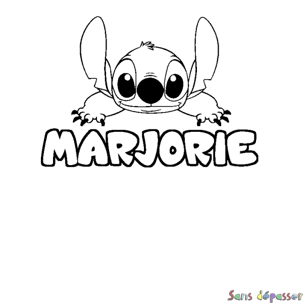 Coloriage prénom MARJORIE - d&eacute;cor Stitch