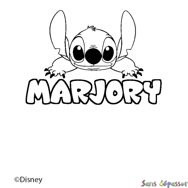 Coloriage pr&eacute;nom MARJORY - d&eacute;cor Stitch