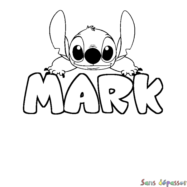 Coloriage prénom MARK - d&eacute;cor Stitch