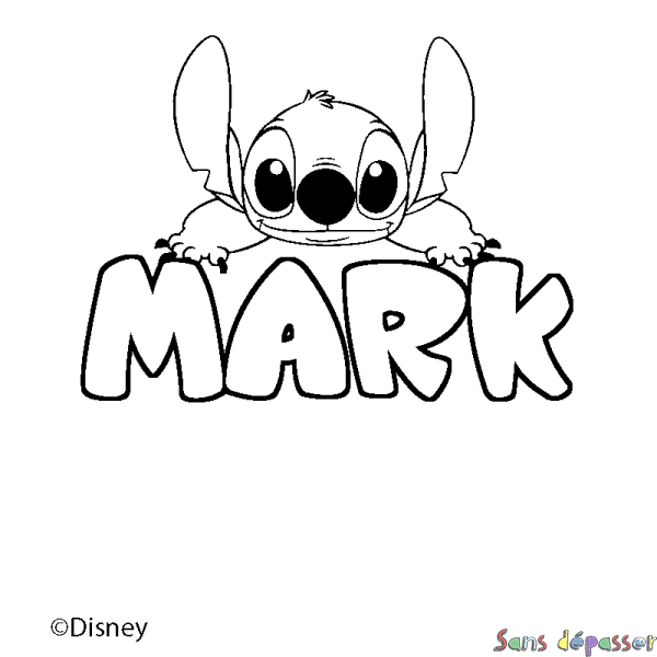 Coloriage pr&eacute;nom MARK - d&eacute;cor Stitch