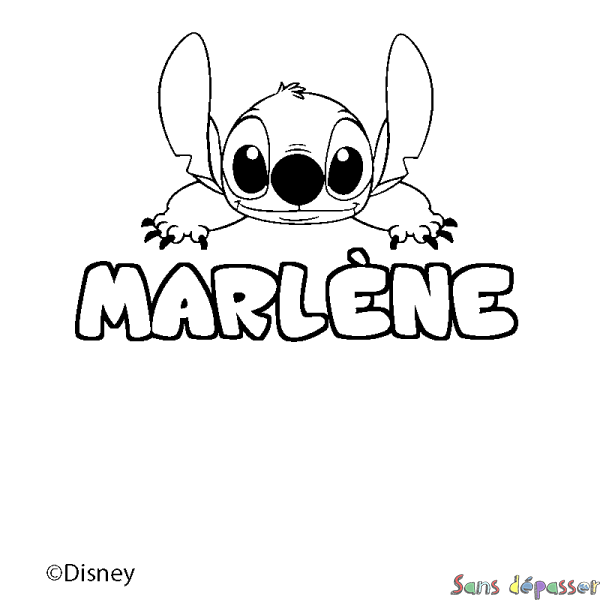 Coloriage pr&eacute;nom MARL&Egrave;NE - d&eacute;cor Stitch