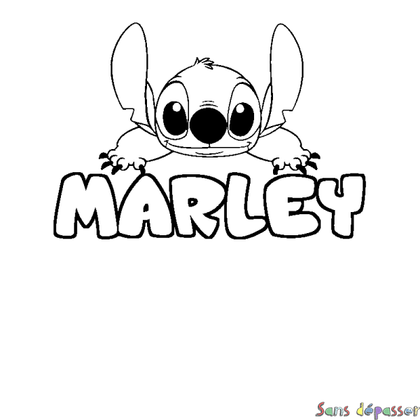 Coloriage prénom MARLEY - d&eacute;cor Stitch