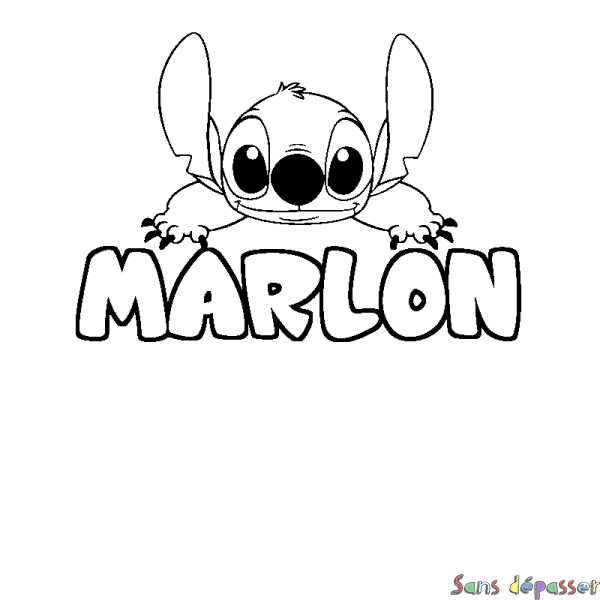 Coloriage prénom MARLON - d&eacute;cor Stitch
