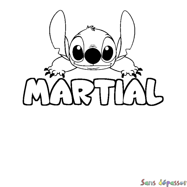 Coloriage prénom MARTIAL - d&eacute;cor Stitch