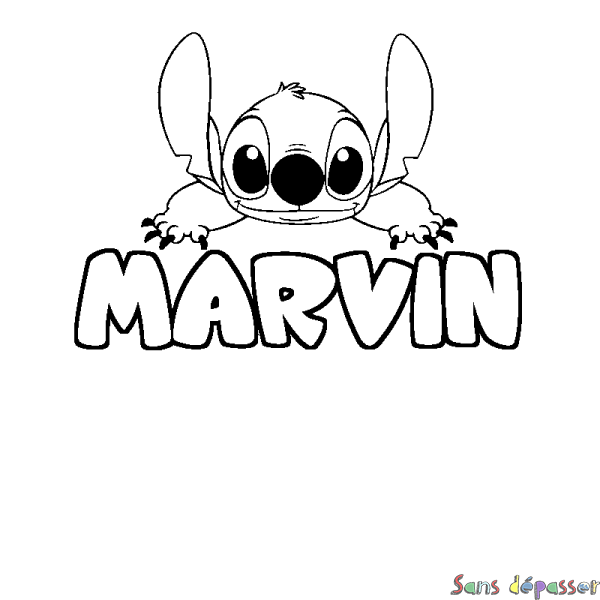 Coloriage prénom MARVIN - d&eacute;cor Stitch