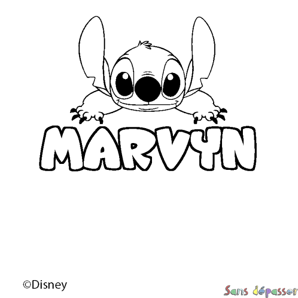Coloriage pr&eacute;nom MARVYN - d&eacute;cor Stitch