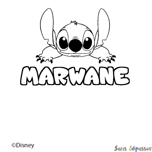 Coloriage pr&eacute;nom MARWANE - d&eacute;cor Stitch