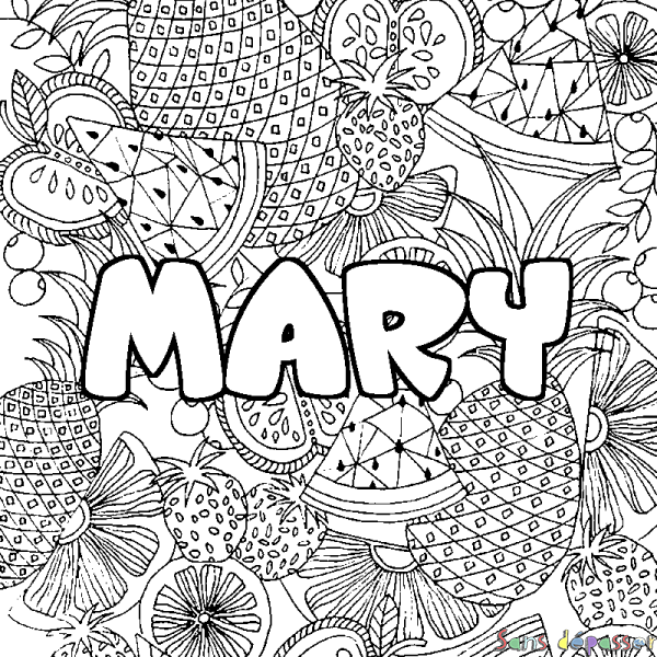 Coloriage prénom MARY - d&eacute;cor Mandala fruits