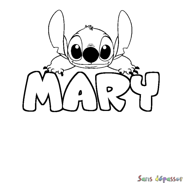 Coloriage prénom MARY - d&eacute;cor Stitch