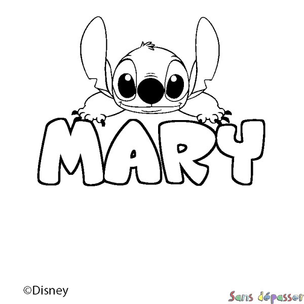 Coloriage pr&eacute;nom MARY - d&eacute;cor Stitch