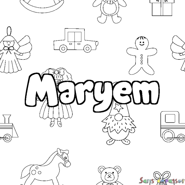 Coloriage prénom Maryem - d&eacute;cor Jouets