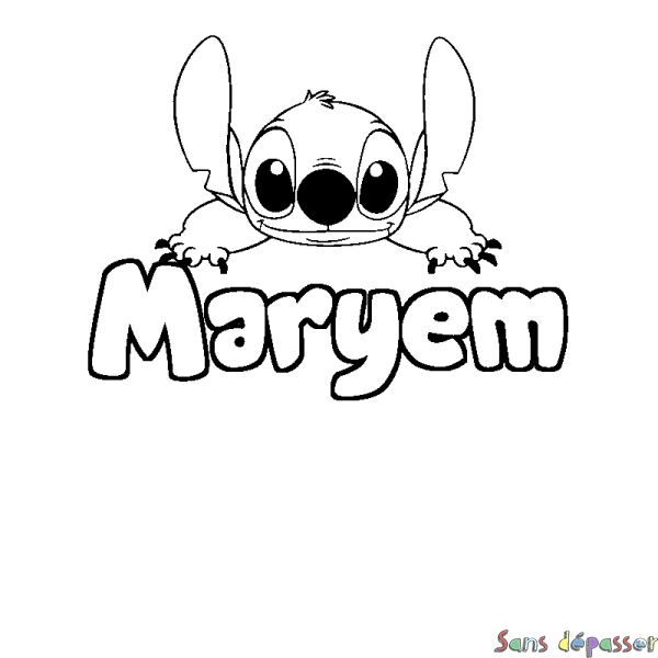 Coloriage prénom Maryem - d&eacute;cor Stitch