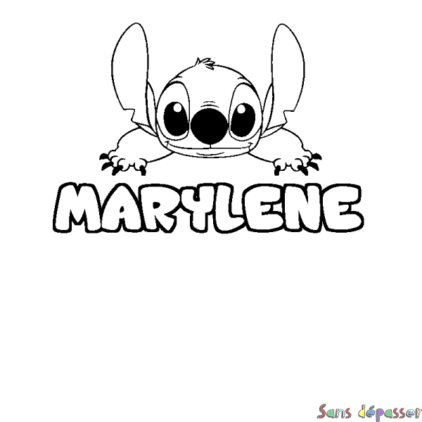 Coloriage prénom MARYLENE - d&eacute;cor Stitch