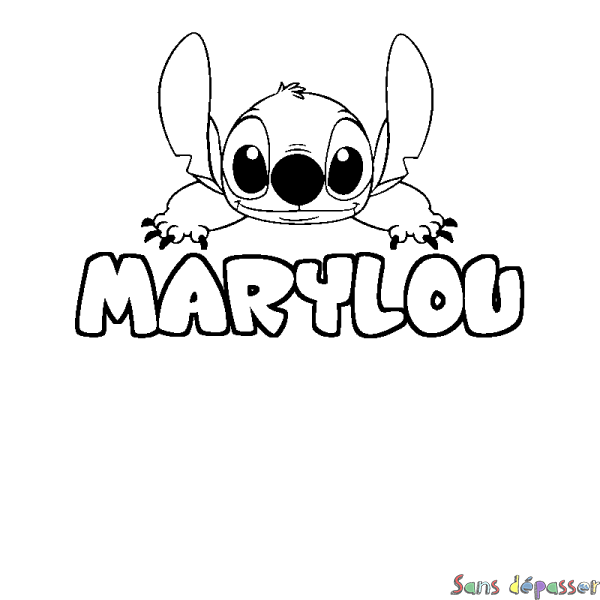 Coloriage prénom MARYLOU - d&eacute;cor Stitch