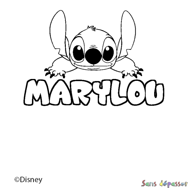 Coloriage pr&eacute;nom MARYLOU - d&eacute;cor Stitch