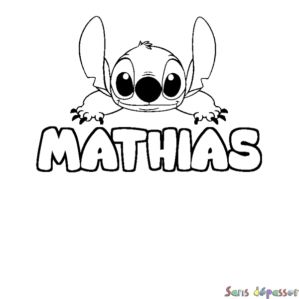 Coloriage prénom MATHIAS - d&eacute;cor Stitch