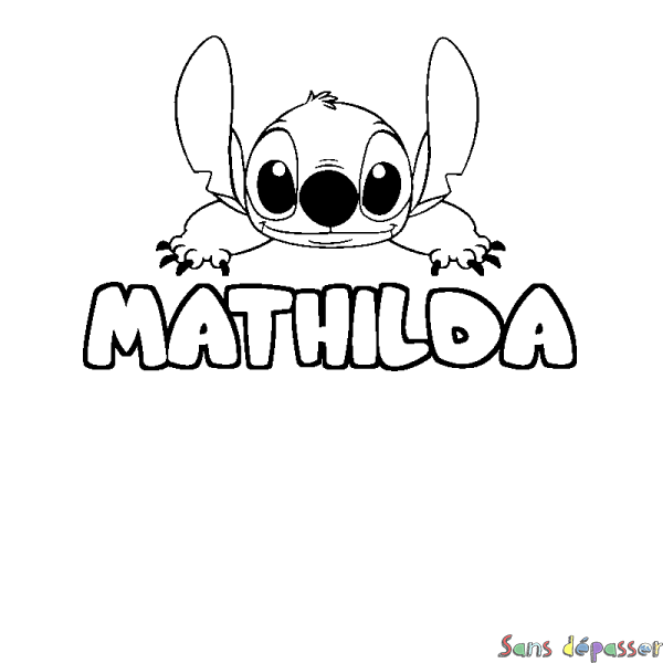 Coloriage prénom MATHILDA - d&eacute;cor Stitch