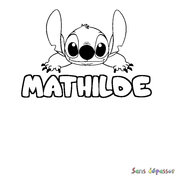 Coloriage prénom MATHILDE - d&eacute;cor Stitch