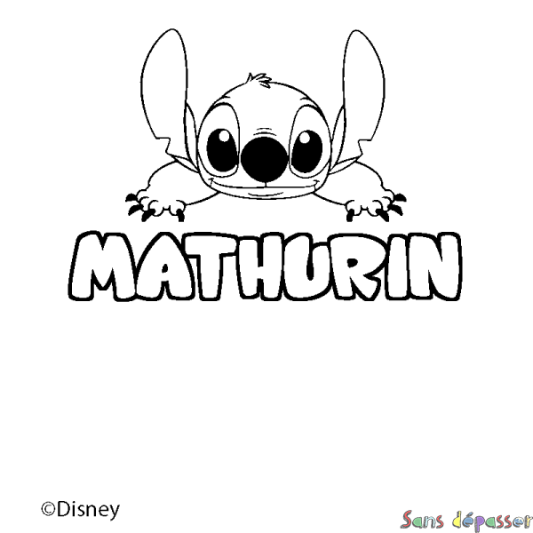 Coloriage pr&eacute;nom MATHURIN - d&eacute;cor Stitch