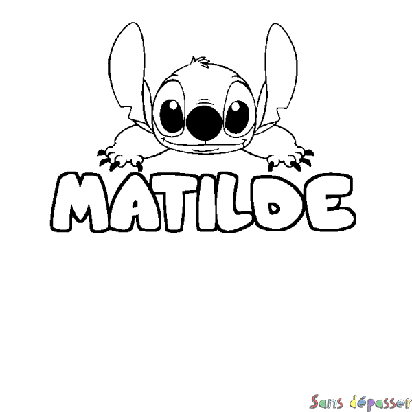 Coloriage prénom MATILDE - d&eacute;cor Stitch