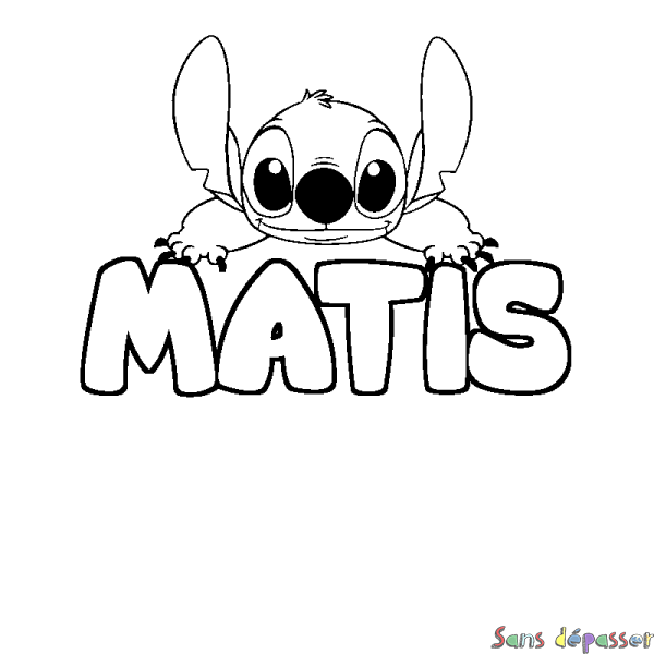 Coloriage prénom MATIS - d&eacute;cor Stitch