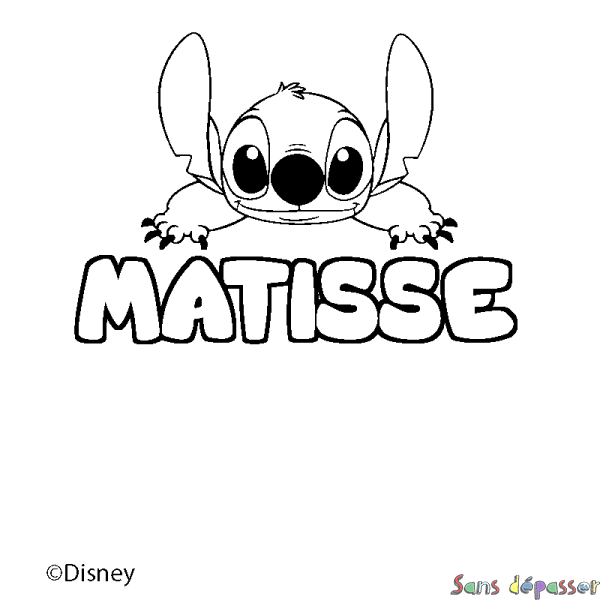 Coloriage pr&eacute;nom MATISSE - d&eacute;cor Stitch