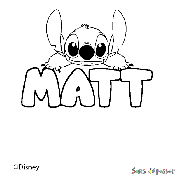 Coloriage pr&eacute;nom MATT - d&eacute;cor Stitch