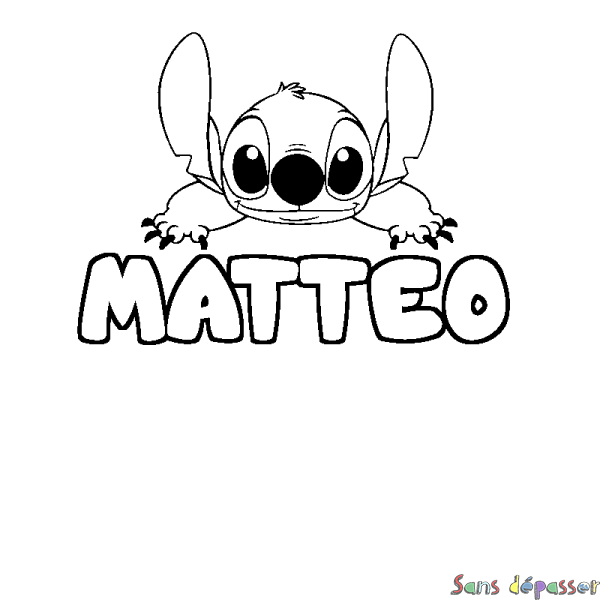 Coloriage prénom MATTEO - d&eacute;cor Stitch