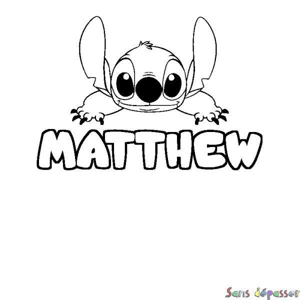Coloriage prénom MATTHEW - d&eacute;cor Stitch