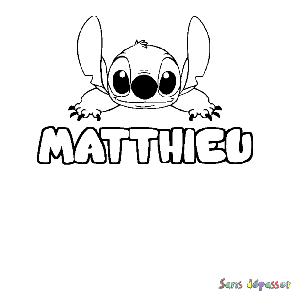 Coloriage prénom MATTHIEU - d&eacute;cor Stitch